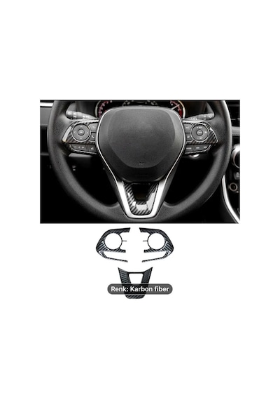 Toyota Rav4 Xa50 & Corolla E210 Hybrid 2019-2024 İçin Fit Direksiyon Düğme Kaplama Parlak Siyah