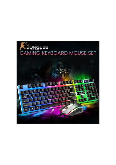 Led Işıklı Oyuncu Klavye Mouse Seti Usb Girişli Kablolu J-1001