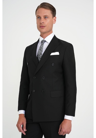 Efor Slim Fit Çift Yırtmaç Kruvaze Klasik Siyh Takım Elbise Tk 919 Siyah Efor Slim Fit Çift Yırtmaç Kruvaze Klasik Siyh Takım Elbise Tk 919 Siyah