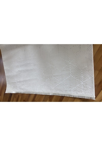 Elvey Home Krem Açık Gri Saten İnce Sık Dokuma Parlak Yüzey Kaymaz Salon Koridor Halısı Kdfelvmakhal Krem.a.gri