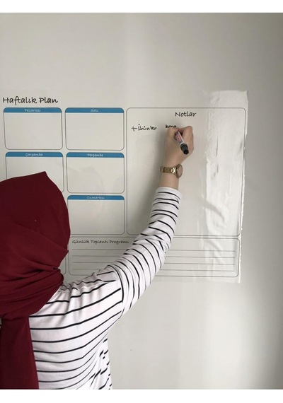 Haftalık Planlayıcı Takvim Statik Akıllı Kağıt Yazı Tahtası Kalem Duvara,cama,tahtaya Uygulanır Gri