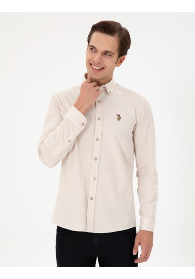 U.s. Polo Assn. Erkek Taş Gömlek Desenli 50292088-vr049 Taş