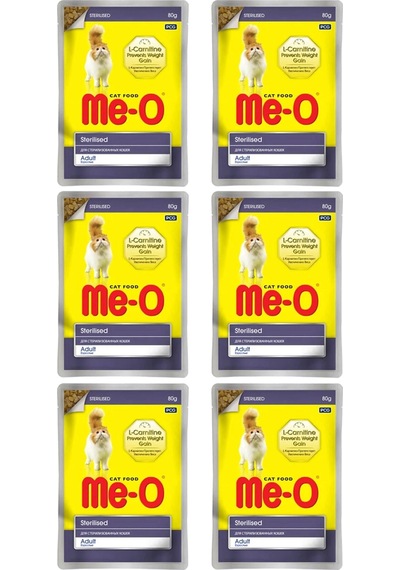 Me-O Kısırlaştırılmış Tavuk Etli Yetişkin Konserve Kedi Maması 6 x 80 G