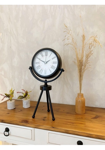 Siyah Metal Mini Tripod Modern Masa Saati 45 26 Cm Renkli