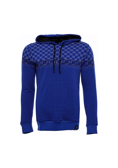 Wessi Lacivert Kapşonlu Taşlı Baskılı Desenli Sweatshirt Lacivert