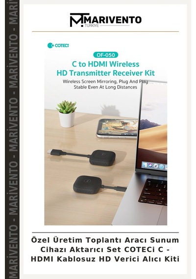 Özel Üretim Toplantı Aracı Sunum Cihazı Aktarıcı Set Coteci C - Hdmı Kablosuz Hd Verici Alıcı Kiti