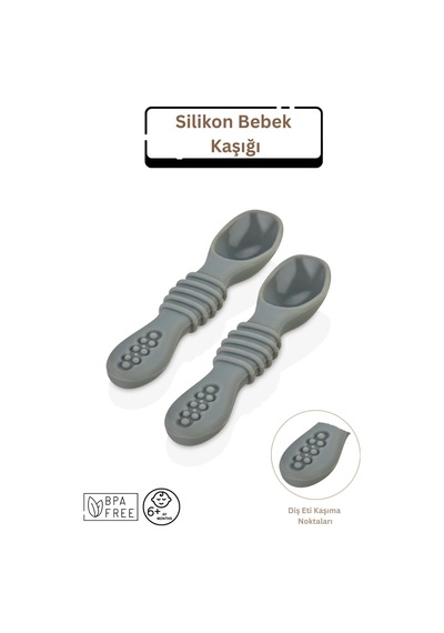 Silikon Bebek Mama Kaşığı Mocca