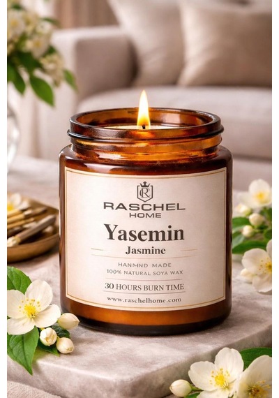 Raschel Home %100 Doğal Dekoratif Premium Extra Yoğun Esans Kokulu 170 Cc Kavanoz Mum 30 Saat Yanma Yasemin
