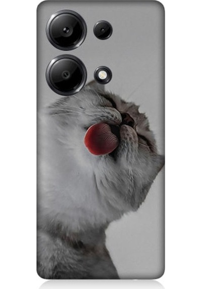 Xiaomi Redmi Note 13 Pro 4g Uyumlu Dilini Çıkaran Kedi Desenli Silikon Kılıf