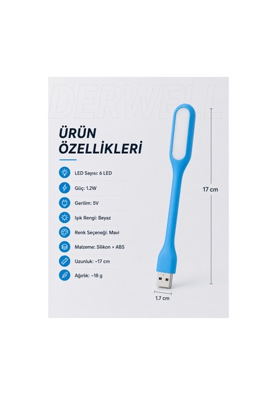 Esnek Usb Led Lamba Powerbank Laptop Ve Pc İçin Taşınabilir Gece Lambası Ve Kitap Okuma