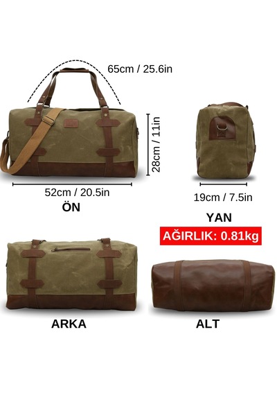 Dark Cotton 7104 Camel Seyahat Spor Suya Dayanıklı Kanvas Çanta