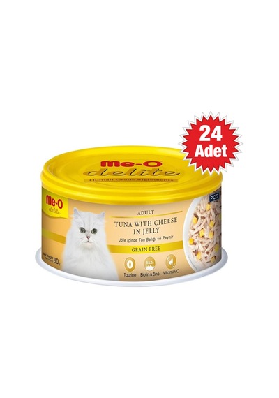 Me-O Delite Ton Balıklı Peynirli Jöleli Yetişkin Kedi Konservesi 24 x 80 G