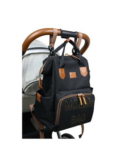 Stylo Doce Mommy Bag Anne Bebek Bakım ve Sırt Çantası Siyah Baskılı Siyah