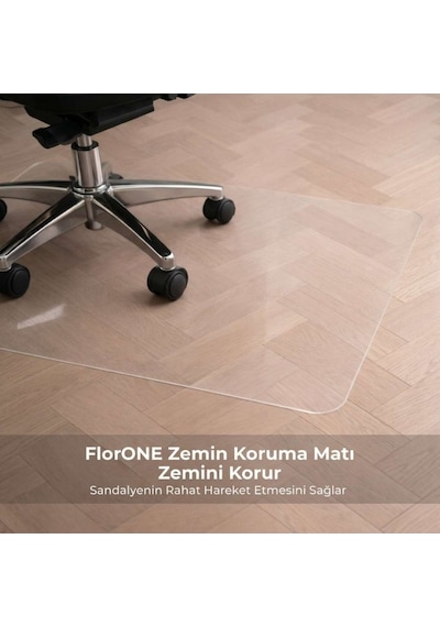 Florone Sandalye Altı Zemin Koruma Matı Parke Ve Halı Koruyucu Şeffaf Paspas 90 120 Cm