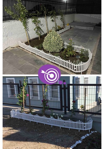 Dekoratif Bahçe Çiti Bordür Plastik Çit 59 Cm Peyzaj Çiçek Koruma Panel Beyaz 20'li 11.8 Mt
