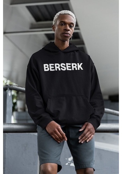 Sevbano Berserk Baskılı Unisex Oversize Anime Hoodie Siyah