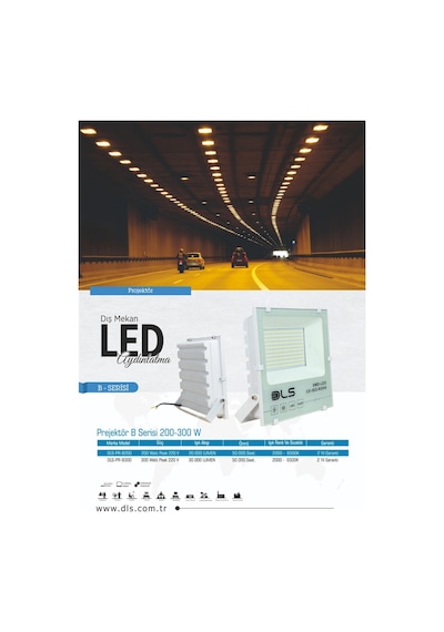 300w Led Projektör Dls Park Bahçe Çevre Site Bina Tabela Dış Meka