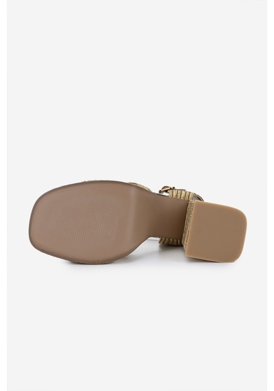 Valmenti Kadın Vegan/tekstil Topuklu Sandalet 1141 Havana-002 Bn Sndlt Y25 Gold Rope Altın