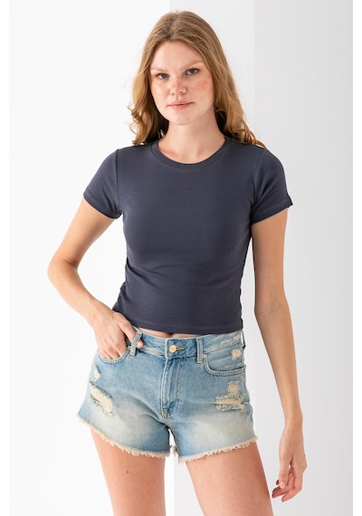 Giysa Kadın Bisiklet Yaka Pamuklu Basic Body Füme - 25873 Füme