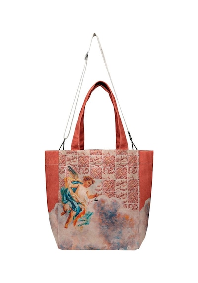 Dogo Kadın Vegan Krem Large Tote Bag - Angel's Dream Tasarım Multicolor