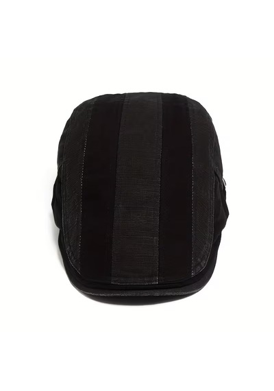Unisex Klasik Gözlük Şapkası Siyah & Haki Retro Flat Cap Mevsimlik Kullanım