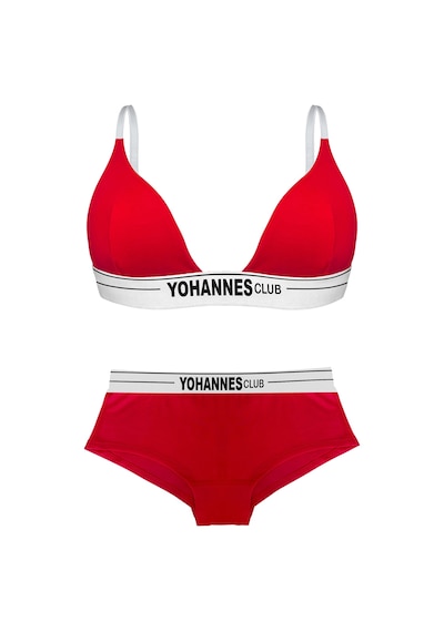 Yohannes Club, Kadın Pamuklu İç Çamaşırı Takımı, Renk Seçenekli, Üçgen Sütyen-kemerli Boyshort-boxer Külot Kırmızı Yohannes Club, Kadın Pamuklu İç Çamaşırı Takımı, Renk Seçenekli, Üçgen Sütyen-kemerli Boyshort-boxer Külot Kırmızı