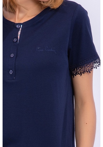 Pierre Cardin Yaprak Desenli Lacivert Kadın Homewear 5274-29366 Lacivert