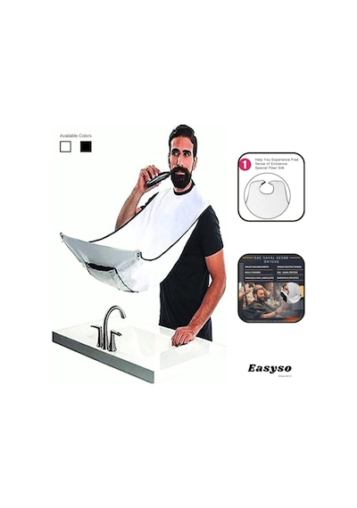 Sakal Traş Önlüğü, Standart Sakal Kesme Örtüsü Berber/kuaför Önlüğü Beyaz Tela Kumaş Çok Amaçlı Vantuzlu Pratik Kes & Temizle