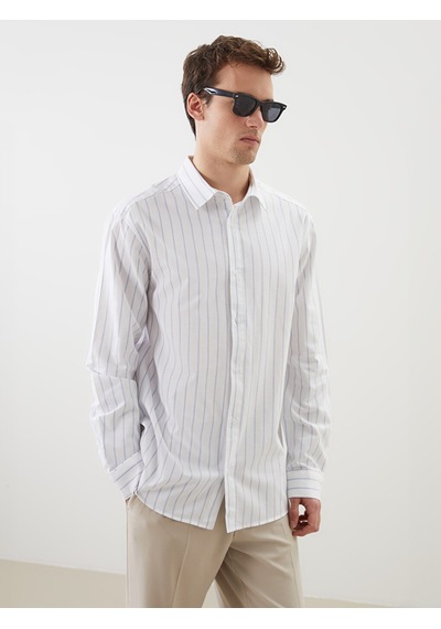 Lcw Vision Beyaz Regular Fit Kısa Kollu Çizgili Oxford Erkek Gömlek
