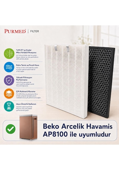 Beko - Arçelik Ap8100 Havamis Hava Temizleyici Uyumlu Hepa Filtre Diğer