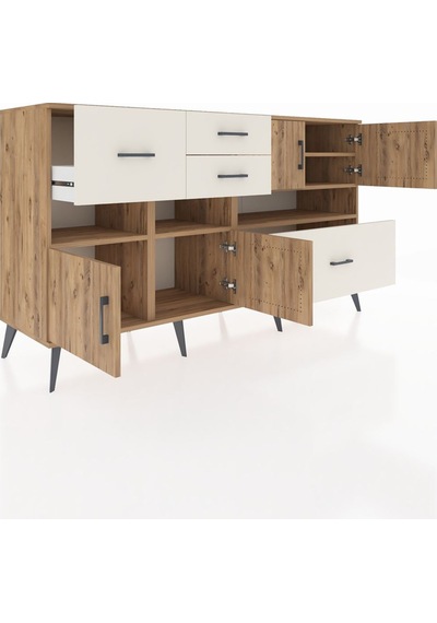 Kronos Konsol 5 Raflı 4 Çekmeceli 4 Kapaklı 176x59x99 Çam-çam/ayt Çam-çam/aytaşı