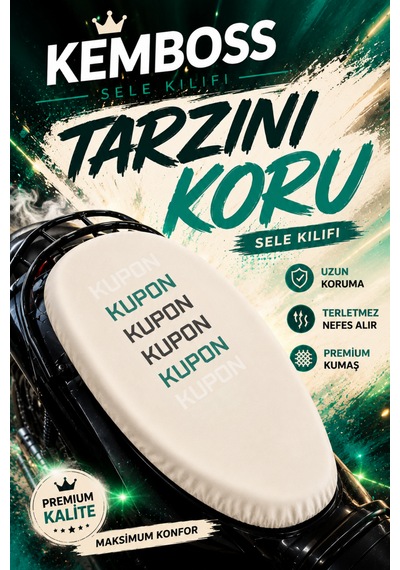Beyaz Kupon Desenli Motosiklet Sele Kılıfı