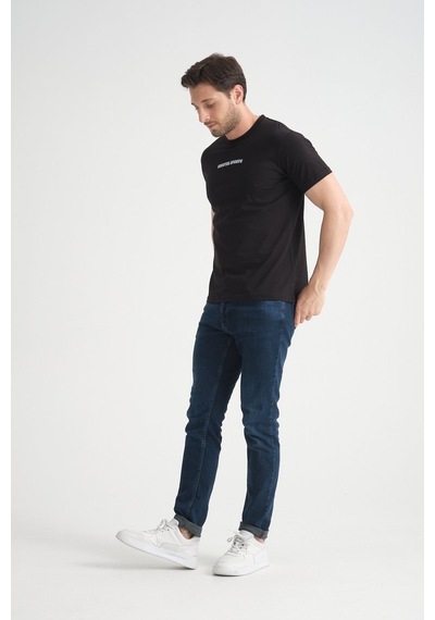 Shooter Sportwear Shooter Erkek Bisiklet Yaka Tişört Premium Pamuklu Yüksek Kalite Regular Fit Siyah