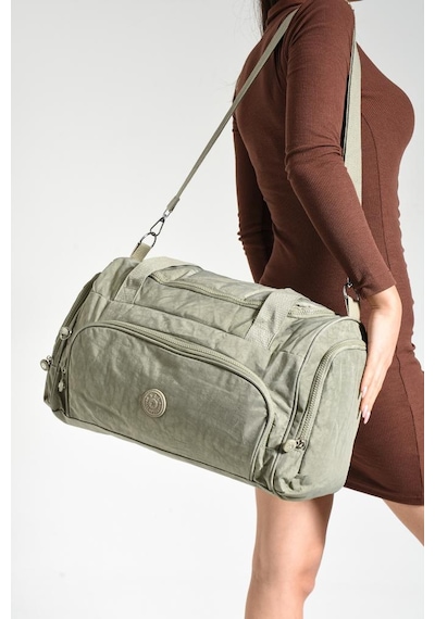 Baginn Unisex Kabin Boy Çapraz Askılı Omuz Çantası Seyehat Spor Çantası Hafif Klinkır Kumaş 40 25 Cm Bej
