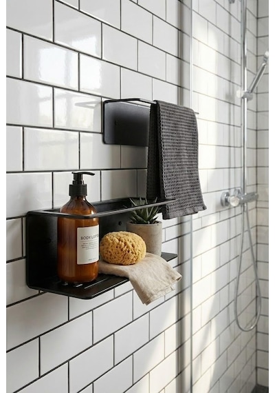Orret Home Yapışkanlı Banyo Organizer Rafı Paslanmaz Siyah Metal Duvar Tipi Raf Delmeden Montajl Sku: Smgstk7ff2e15b99 Açık Gri