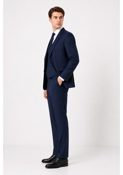 Bihan Store Erkek 6 Drop Slim Fit Yelekli Takım Elbise Çift Yırtmaç Altın Kuş Gözü - Koyu İndigo Koyu Indigo Bihan Store Erkek 6 Drop Slim Fit Yelekli Takım Elbise Çift Yırtmaç Altın Kuş Gözü - Koyu İndigo Koyu Indigo