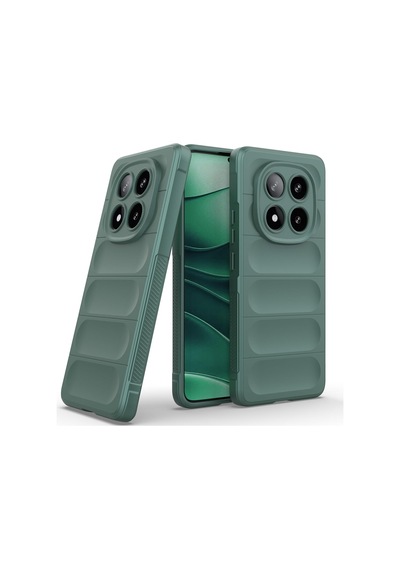 Xiaomi Redmi Note 15 Pro 4g Uyumlu Kılıf Esnek Tpu Oyuklu Arka Yüzey Tasarımlı Silikon Kapak Koyu Yeşil