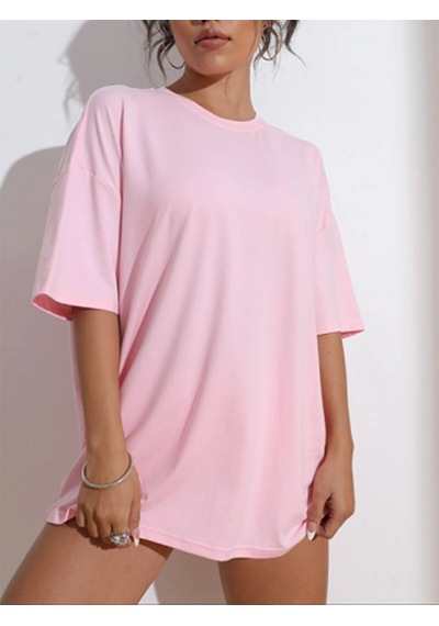 Flood Of Style Kadın Pembe Wish Happy Everyday Baskılı Oversize T-shirt