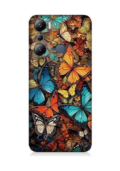 İnfinix Hot 20i Uyumlu Pastel Renkli Kelebekler Desenli Silikon Kılıf