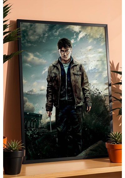 Harry Potter Hogwarts Savaşı Çerçeveli Tablo - Lüks Seçilmiş Kişi Karakter Posteri Duvar Dekoru Siyah