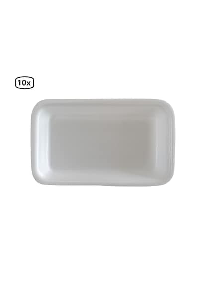 Erze 1000 Cc Kullan-at Dikdörtgen Yiyecek Tabağı Kapaksız 23x14 Cm beyaz