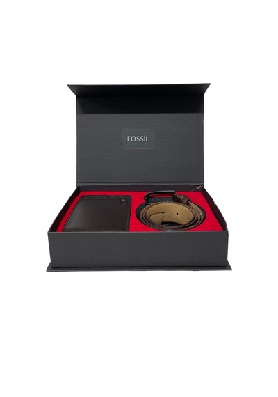 Fossil Kahverengi Napa Cüzdan 1826&3,5 Cm Hakiki Deri Kemer 125cm Taba