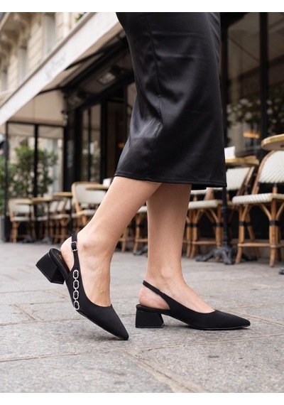 Nesil Shoes Peri 3668 Siyah Saten Kadın Sandalet