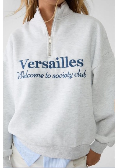 Madmext Karmelanj Yarım Fermuarlı Baskılı Sweatshirt Mg2240 Karmelanj Kar Melanj