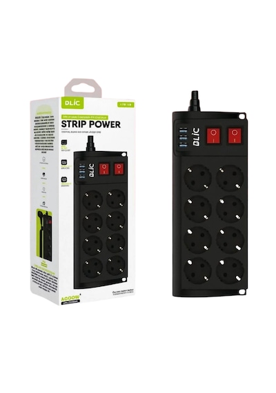 Termal Akım Korumalı Çoklu Priz Blic Ftr-08 4000w 8ac-3x Usb Işıklı Power 0.2 M