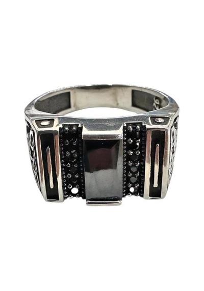 Onyx Ve Zirkon Taşlı Gümüş Yüzük 250057494g12y Gümüş