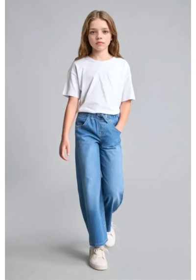 Defacto Beli Lastikli Wide Leg Jean Pantolon Kız Çocuk H6242a826aunm39 Mavi-nm39