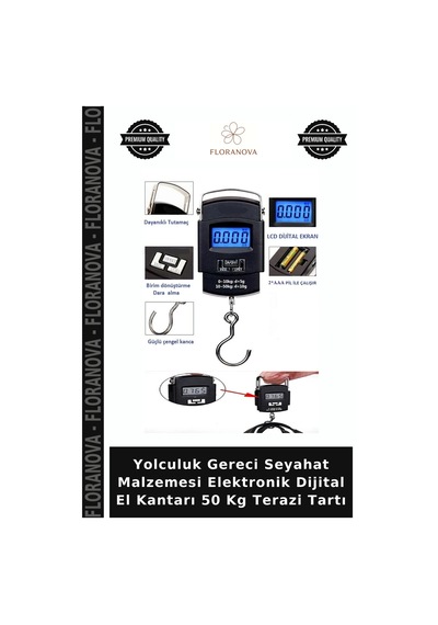 Yolculuk Gereci Seyahat Malzemesi Elektronik Dijital El Kantarı 50 Kg Terazi Tartı Çok Renkli