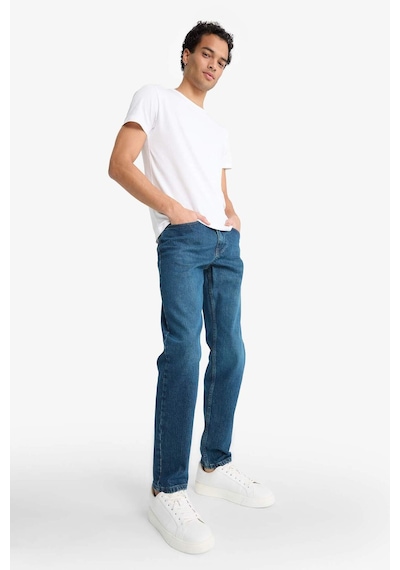 Defacto Slim Tapered Fit Dar Kalıp Normal Bel Daralan Paça Jean Pantolon G1307ax25aunm34 Mavi