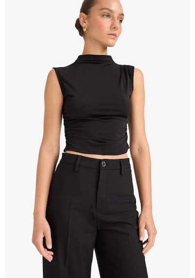 Defacto Slim Fit Dar Kesim Yarım Balıkçı Yaka Kolsuz Bluz F6908ax25aubk81 Siyah